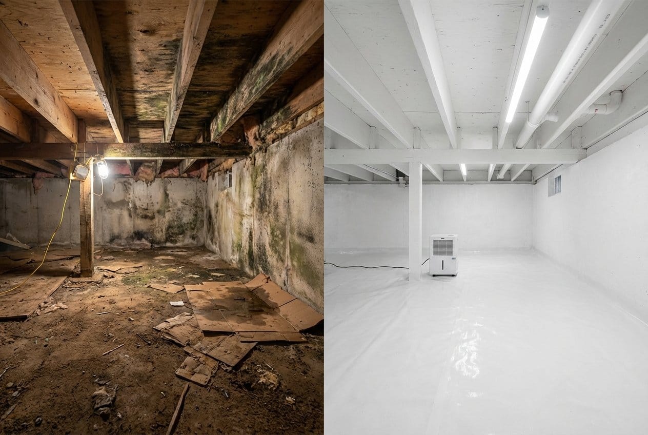 Mold Removal & Remediation restoration β crawl space of multi-family property in Cresskill, NJ