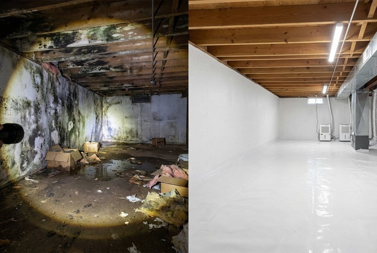 Post-Remediation Cleaning & Clearance restoration โ crawl space of bungalow in Cresskill, NJ