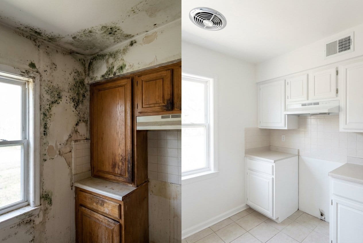 Cresskill Mold Removal home kitchen restoration before and after in Cresskill
